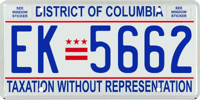 DC license plate EK5662