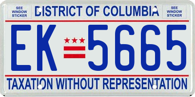 DC license plate EK5665