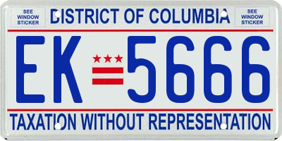 DC license plate EK5666