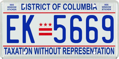 DC license plate EK5669