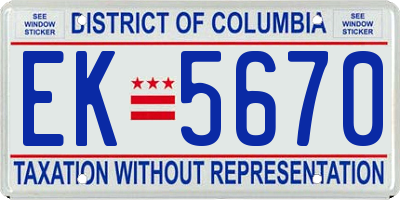 DC license plate EK5670