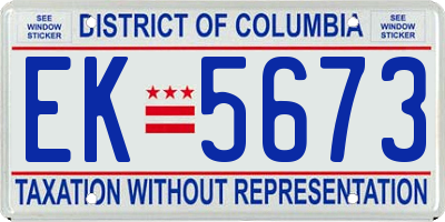 DC license plate EK5673