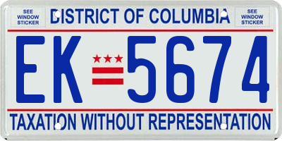 DC license plate EK5674