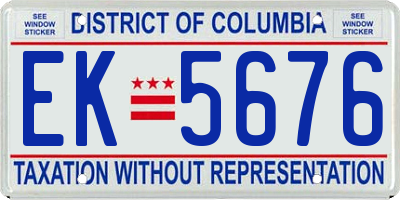 DC license plate EK5676