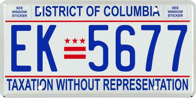 DC license plate EK5677