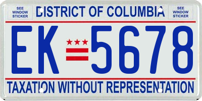 DC license plate EK5678