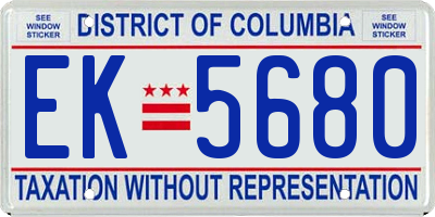 DC license plate EK5680