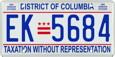 DC license plate EK5684