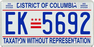 DC license plate EK5692