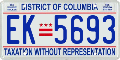 DC license plate EK5693