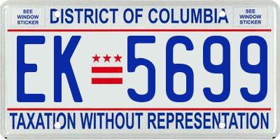 DC license plate EK5699