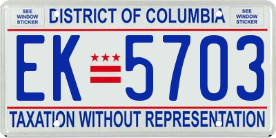 DC license plate EK5703