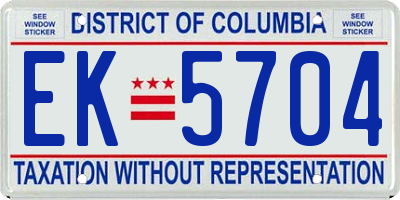 DC license plate EK5704