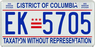 DC license plate EK5705