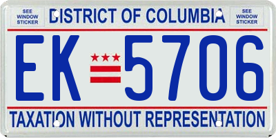 DC license plate EK5706