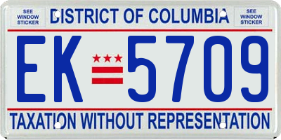 DC license plate EK5709