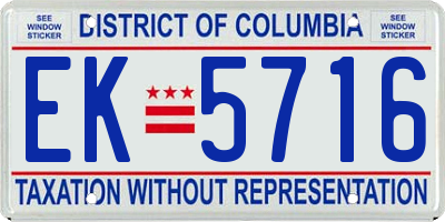 DC license plate EK5716