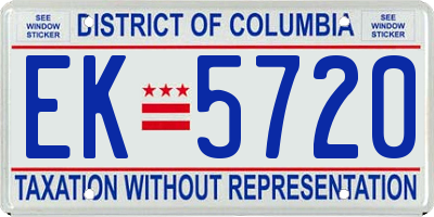 DC license plate EK5720