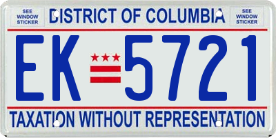 DC license plate EK5721