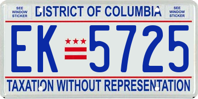 DC license plate EK5725