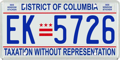 DC license plate EK5726