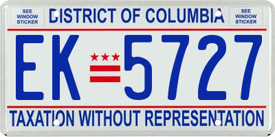 DC license plate EK5727
