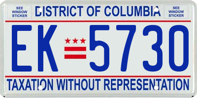 DC license plate EK5730