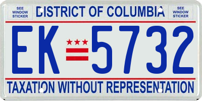 DC license plate EK5732