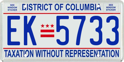 DC license plate EK5733