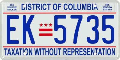 DC license plate EK5735