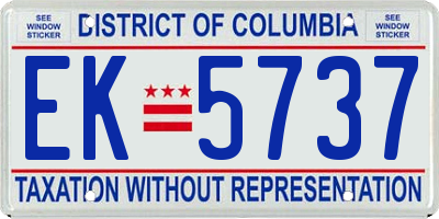 DC license plate EK5737