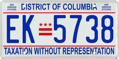 DC license plate EK5738