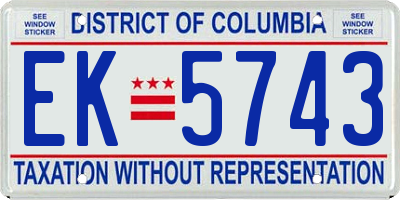 DC license plate EK5743