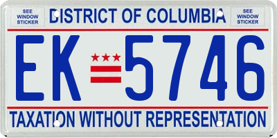 DC license plate EK5746