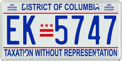 DC license plate EK5747