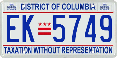 DC license plate EK5749
