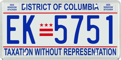 DC license plate EK5751