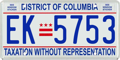 DC license plate EK5753