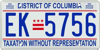 DC license plate EK5756