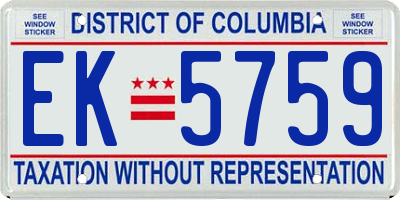 DC license plate EK5759