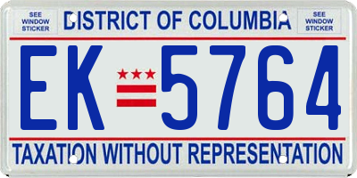 DC license plate EK5764
