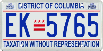 DC license plate EK5765