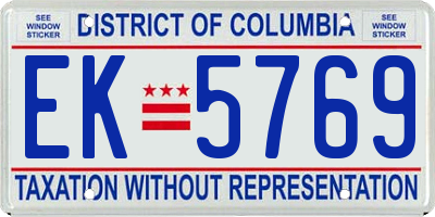 DC license plate EK5769