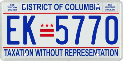 DC license plate EK5770