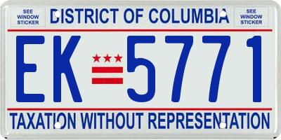 DC license plate EK5771