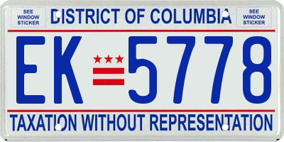 DC license plate EK5778