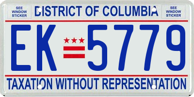 DC license plate EK5779