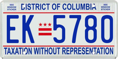 DC license plate EK5780