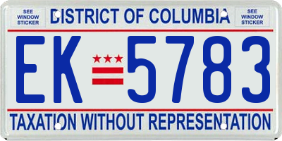 DC license plate EK5783