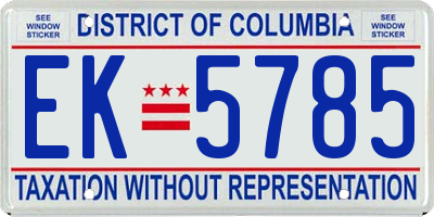 DC license plate EK5785